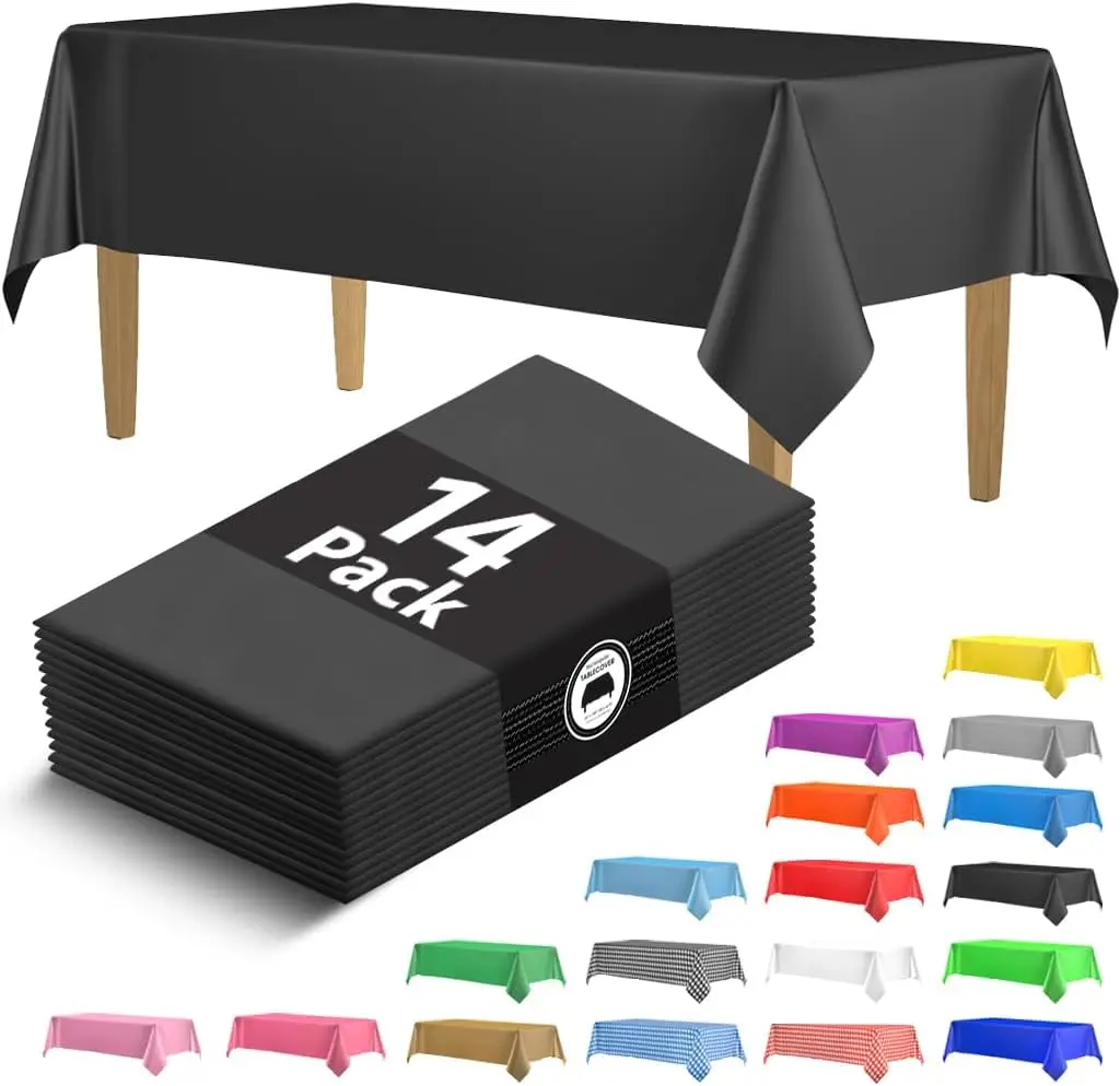 14 Pack Disposable Plastic Tablecloths 54x108 in. Rectangle Heavy Duty Waterproof for Parties Weddings
14 Pack Disposable Plastic Tablecloths 54x108 in. Rectangle Heavy Duty Waterproof for Parties Weddings
