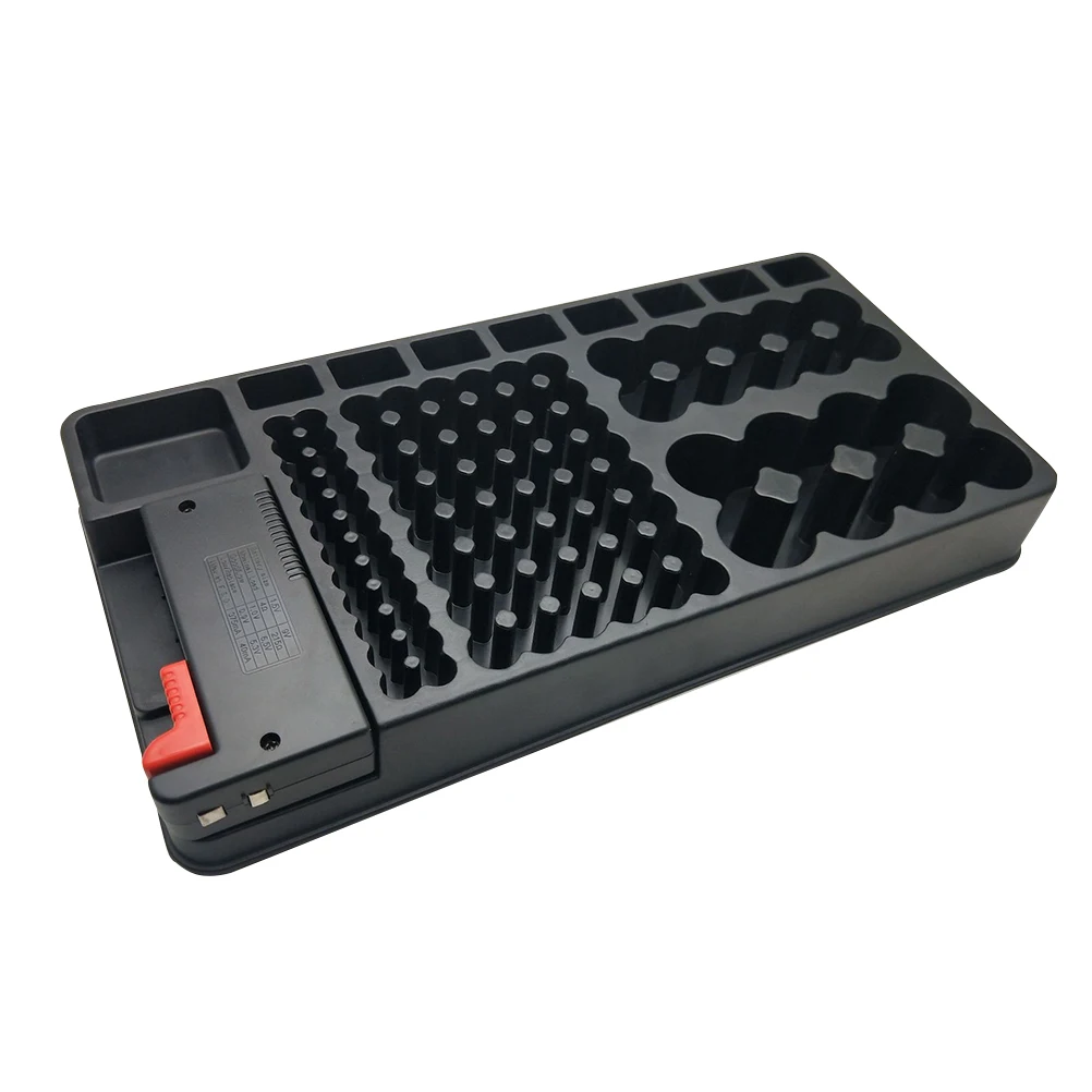 Storage Organizer Holds 98 Batteries Various Sizes Removable Tester Durable Plastic Classified Compartments Drawer
Storage Organizer Holds 98 Batteries Various Sizes Removable Tester Durable Plastic Classified Compartments Drawer