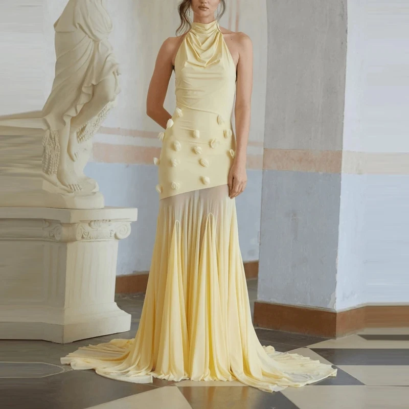 Temperament Lady Solid Color High Waist Evening Dress Elegant Slim Party Dresses Sexy Off Shoulder Sleeveless Mesh Pleated Dress
Temperament Lady Solid Color High Waist Evening Dress Elegant Slim Party Dresses Sexy Off Shoulder Sleeveless Mesh Pleated Dress