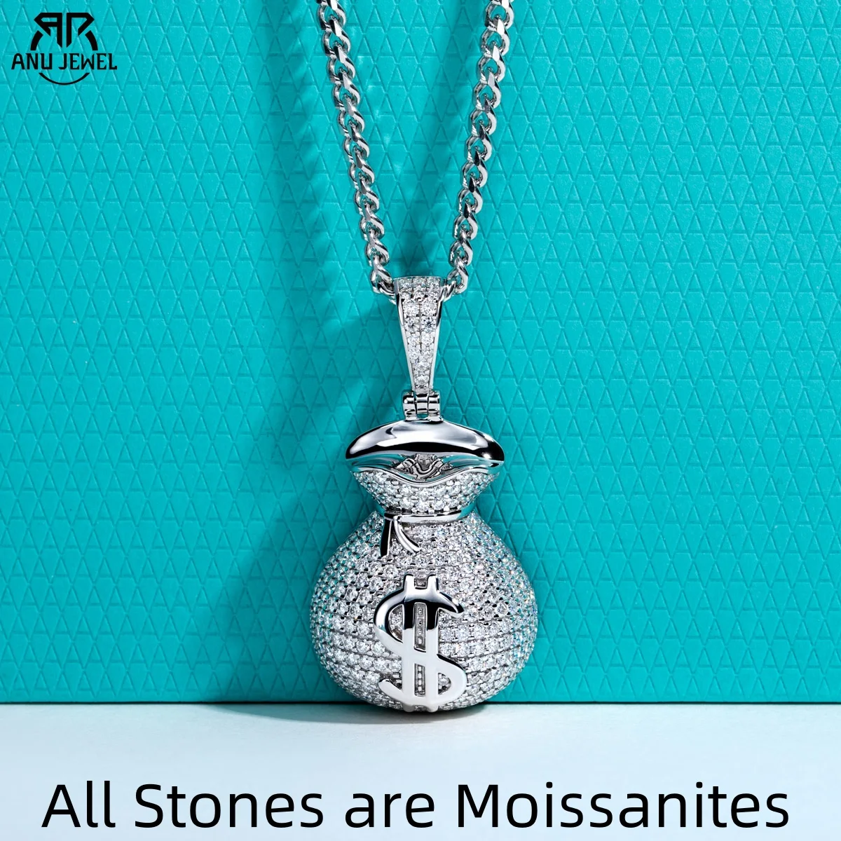 AnuJewel Moissanite Purse Pendant Necklace Hip Hop Icy Design 60cm Chain 925 Sterling Silver Heavy Metal Dope Jewelry for Men
AnuJewel Moissanite Purse Pendant Necklace Hip Hop Icy Design 60cm Chain 925 Sterling Silver Heavy Metal Dope Jewelry for Men