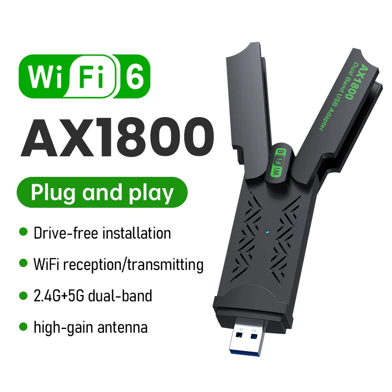1800 Мбит/с Wi-Fi 6 USB-адаптер, двухдиапазонный драйвер беспроводной сетевой карты 2,4G/5 ГГц, бесплатный SM8832AX-ZD4TX для Windows XP/7/8/8.1/10/11
1800 Мбит/с Wi-Fi 6 USB-адаптер, двухдиапазонный драйвер беспроводной сетевой карты 2,4G/5 ГГц, бесплатный SM8832AX-ZD4TX для Windows XP/7/8/8.1/10/11