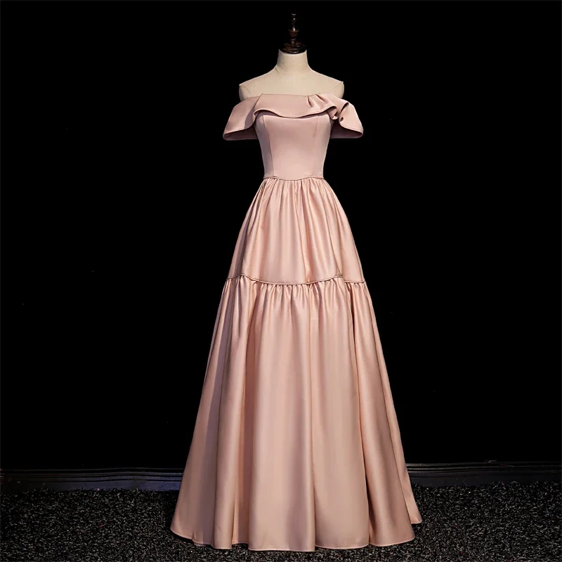 Customized Evening Dress Pink Satin Ruffles Off the Shoulder Floor-Length Lace Up A-Line Plus size Woman Party Formal Gown B1463
Customized Evening Dress Pink Satin Ruffles Off the Shoulder Floor-Length Lace Up A-Line Plus size Woman Party Formal Gown B1463