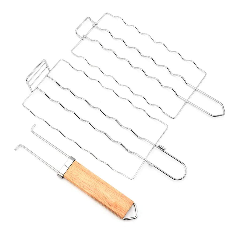 1pc BBQ Sausage Grilling Basket With Wood Handle Bratwurst Portable Rack For Picnic 49.5*12cm Outdoor Cooking BBQ Accessories
1pc BBQ Sausage Grilling Basket With Wood Handle Bratwurst Portable Rack For Picnic 49.5*12cm Outdoor Cooking BBQ Accessories