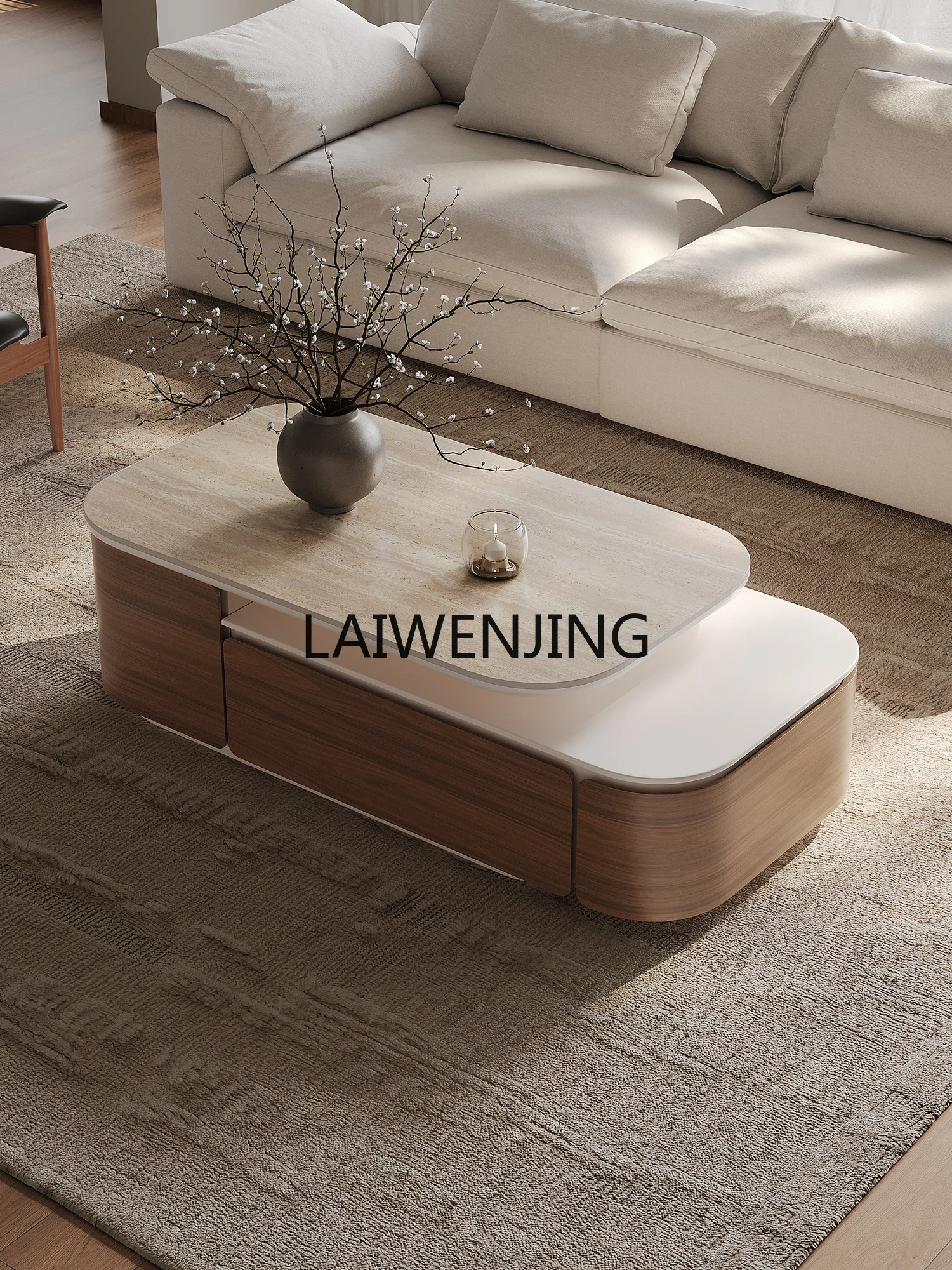 SGF retractable coffee table living room simple high-end square solid wood rock slab table
SGF retractable coffee table living room simple high-end square solid wood rock slab table