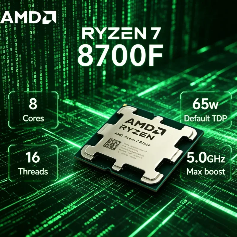AMD Ryzen 7 8700F Original Tray Processor No Cooler 8 Core 16 Thread 5.0GHz Max Boost 16MB Cache AM5 DDR5 4nm 65W Gaming CPU
AMD Ryzen 7 8700F Original Tray Processor No Cooler 8 Core 16 Thread 5.0GHz Max Boost 16MB Cache AM5 DDR5 4nm 65W Gaming CPU