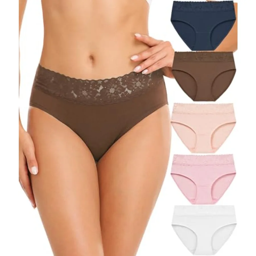 RHYFF Womens Underwear Cotton Bikini Panties Lace Soft Hipster Panty Ladies Stretch Full Briefs 5 Pack
RHYFF Womens Underwear Cotton Bikini Panties Lace Soft Hipster Panty Ladies Stretch Full Briefs 5 Pack