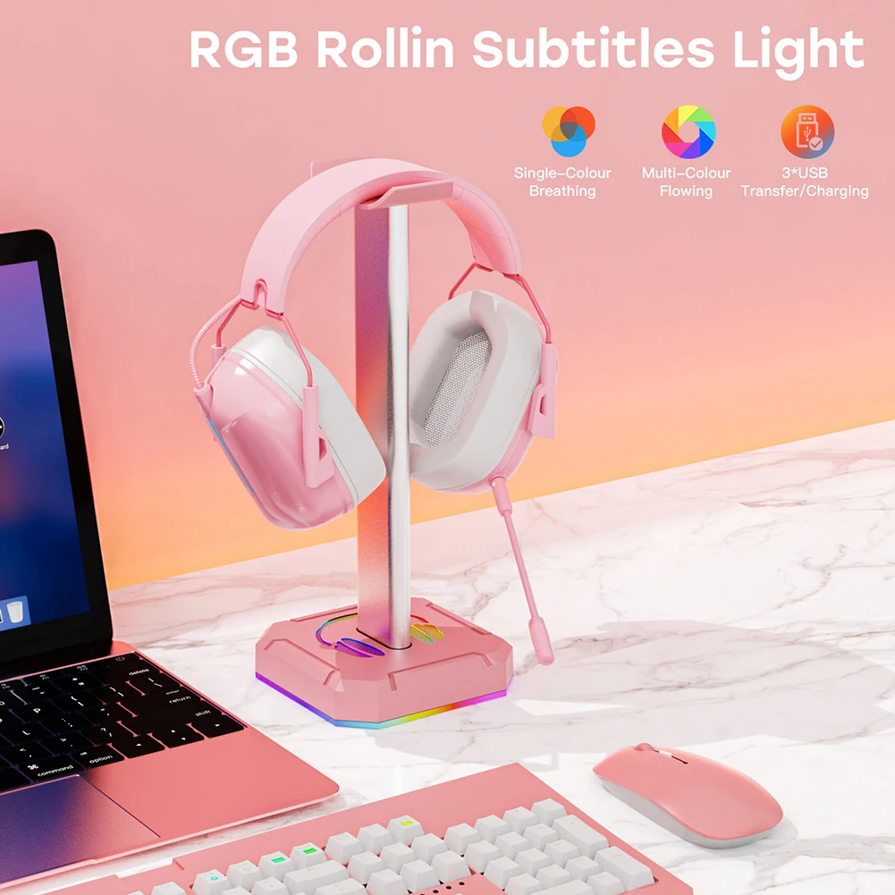 RGB Headphone Display Holder Headphone Stand Rack with 3 USB2.0 Ports Saving Space Desk Gaming Headset Holder for All Headphones
RGB Headphone Display Holder Headphone Stand Rack with 3 USB2.0 Ports Saving Space Desk Gaming Headset Holder for All Headphones