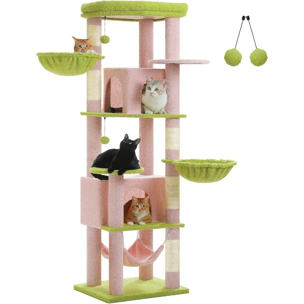 Tall Pink Cat Tree for Indoor Cats Large Adult, 71.2" Multi-Level Cat Tower with 2 Spacious Condos, 3 Hammocks, Super Large Top
Tall Pink Cat Tree for Indoor Cats Large Adult, 71.2" Multi-Level Cat Tower with 2 Spacious Condos, 3 Hammocks, Super Large Top