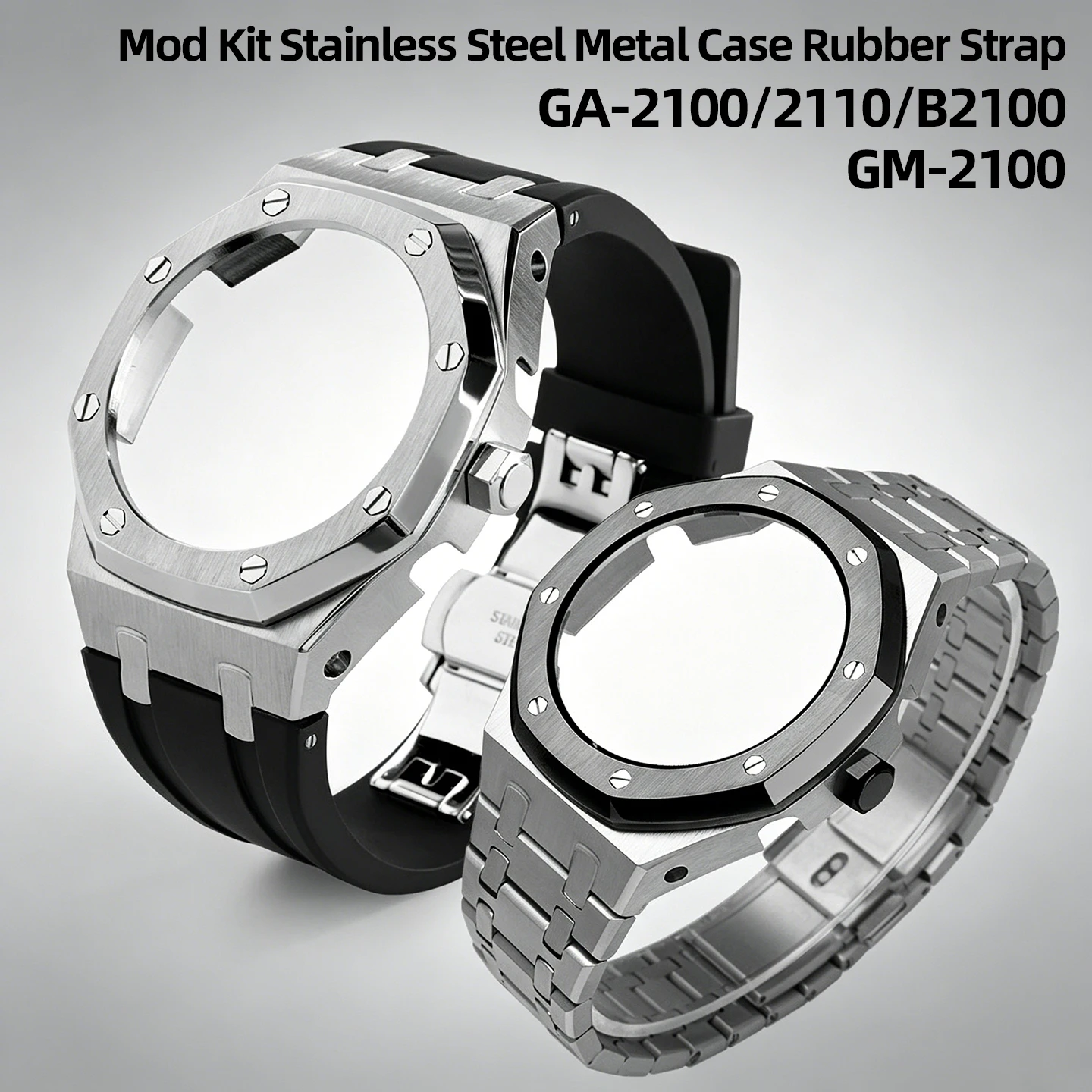 GM2100 Upgrade Steel Case&Strap Mod Kit For Casio GA-2100/2110/B2100 Modified rubber watchband Metal bezel replacement parts
GM2100 Upgrade Steel Case&Strap Mod Kit For Casio GA-2100/2110/B2100 Modified rubber watchband Metal bezel replacement parts