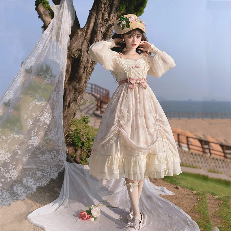 OP Elegant Pink Lolita Daily Lace Bow Leg Of Lamb Cuff Long-sleeved Square Collar High-waisted Dress Rose Printing Letterhead
OP Elegant Pink Lolita Daily Lace Bow Leg Of Lamb Cuff Long-sleeved Square Collar High-waisted Dress Rose Printing Letterhead
