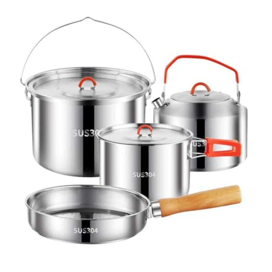 Набор посуды для кемпинга для походов, приготовления пищи на открытом воздухе и пикников: прочные кастрюли и сковороды из нержавеющей стали 304 со встроенным чайником C
Набор посуды для кемпинга для походов, приготовления пищи на открытом воздухе и пикников: прочные кастрюли и сковороды из нержавеющей стали 304 со встроенным чайником C