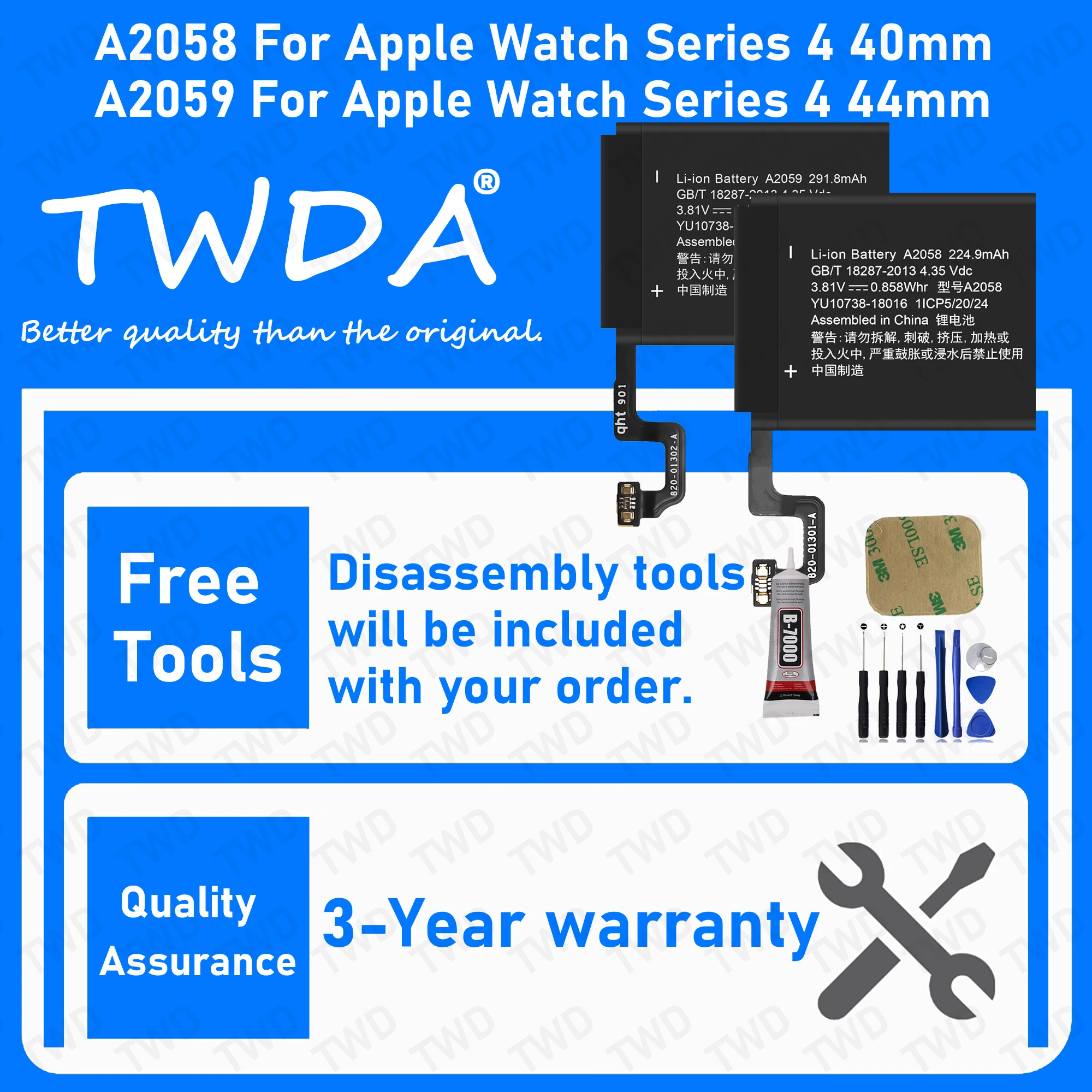 A2058 A2059 Large capacity Battery For APPLE Series 4 40mm/iWatch 4 44mm SmartWatch Batteries +Free Tools
A2058 A2059 Large capacity Battery For APPLE Series 4 40mm/iWatch 4 44mm SmartWatch Batteries +Free Tools