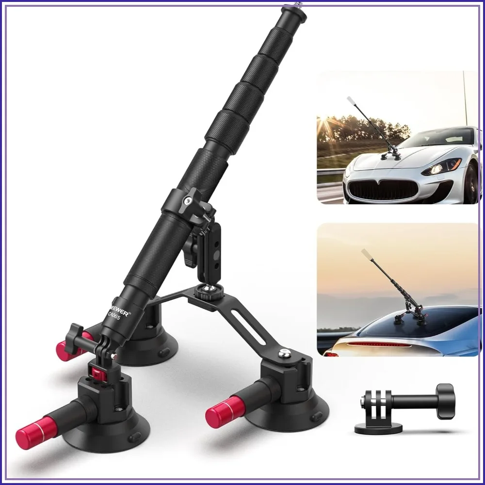 Triple Suction Cup Car Mount for Insta360 X5 X4 GoPro DJI OSMO, Quick Release Magic Arm Kit with 2-in-1 Extension Pole/Selfie Stick
Triple Suction Cup Car Mount for Insta360 X5 X4 GoPro DJI OSMO, Quick Release Magic Arm Kit with 2-in-1 Extension Pole/Selfie Stick