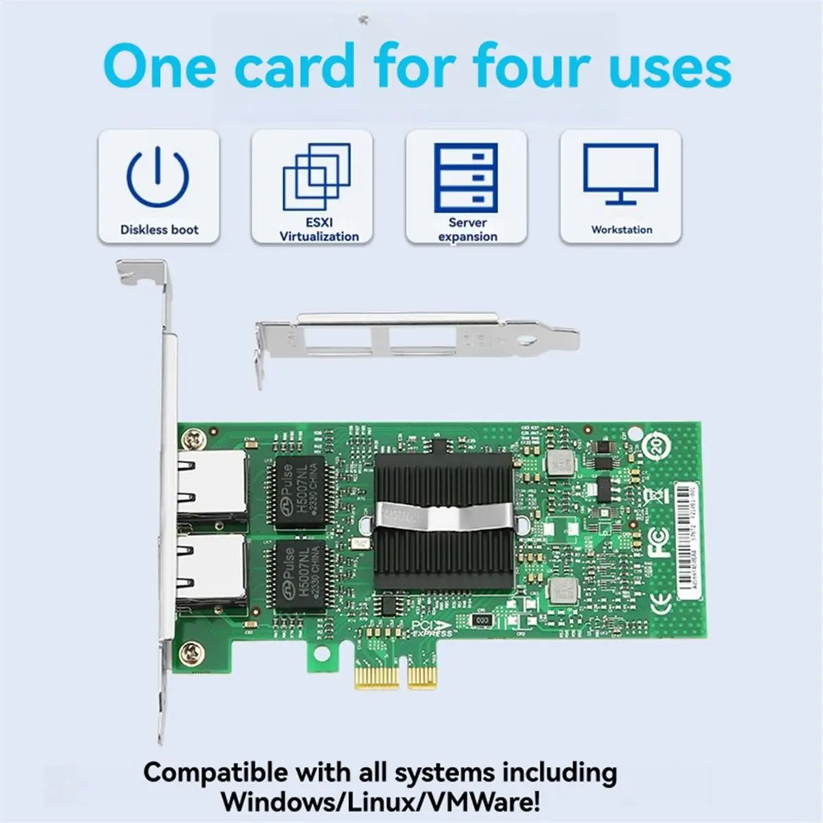 Digital Essentials PCIe 2 Port Gigabit Ethernet Network Card Adapter I82576 Chip RJ45 Server for Desktop PC 10/11, and Linux
Digital Essentials PCIe 2 Port Gigabit Ethernet Network Card Adapter I82576 Chip RJ45 Server for Desktop PC 10/11, and Linux