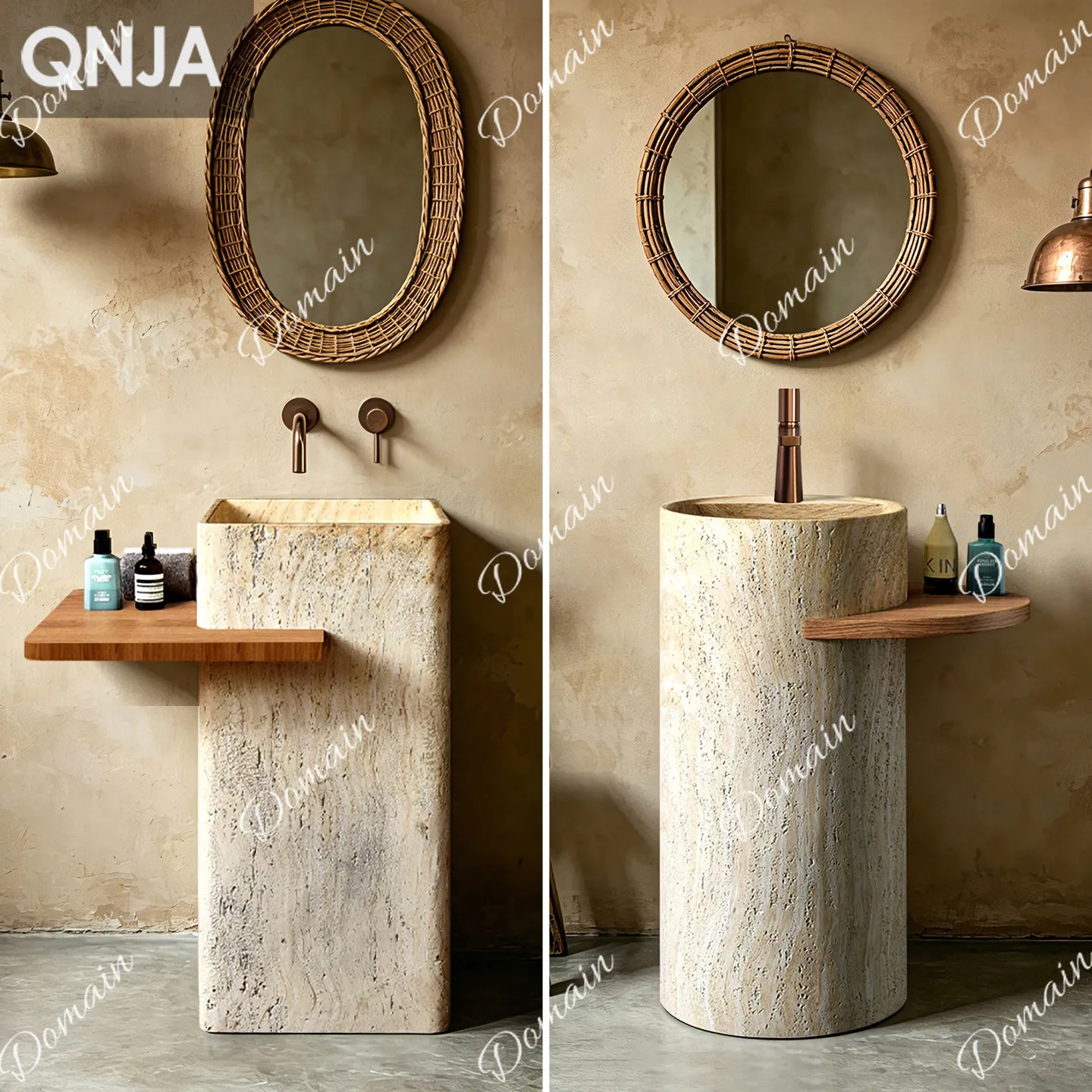 Travertine wash basin designer integrated floor-to-ceiling face wash art creativity with countertop storage column basin
Travertine wash basin designer integrated floor-to-ceiling face wash art creativity with countertop storage column basin