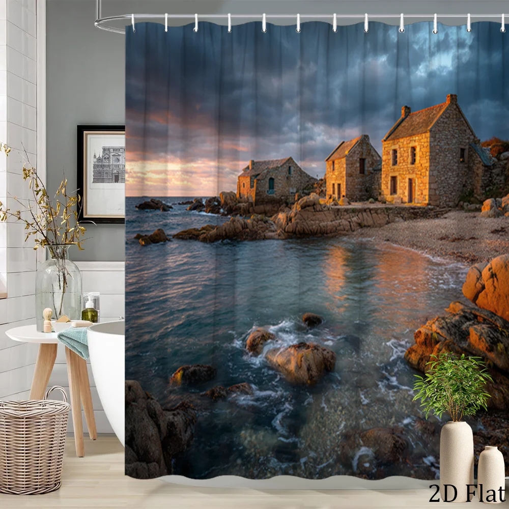 Large Waterproof Shower Curtain Coastal Ocean View Dramatic Seaside House Landscape Bathroom Decor Curtain Print
Large Waterproof Shower Curtain Coastal Ocean View Dramatic Seaside House Landscape Bathroom Decor Curtain Print