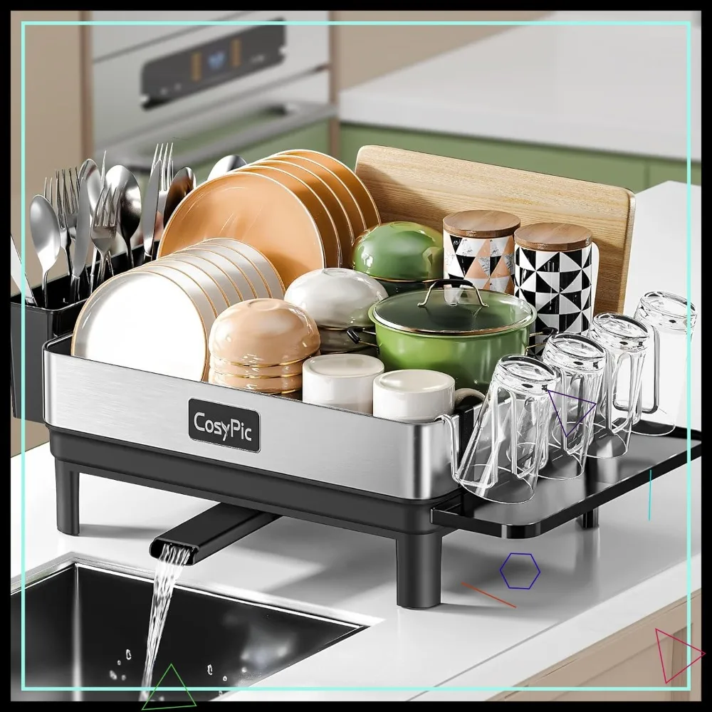 Premium 304 Stainless Steel Dish Drying Rack with Automatic Drainage, Utensil Holder, Cup Holder - Black
Premium 304 Stainless Steel Dish Drying Rack with Automatic Drainage, Utensil Holder, Cup Holder - Black