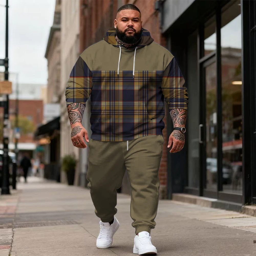 S-9xl plus size Big & Tall Hoodie Set with Plaid Lines - 2-Piece Casual, Durable Fabric, Linear Prints, Suitable for Daily Wear
S-9xl plus size Big & Tall Hoodie Set with Plaid Lines - 2-Piece Casual, Durable Fabric, Linear Prints, Suitable for Daily Wear