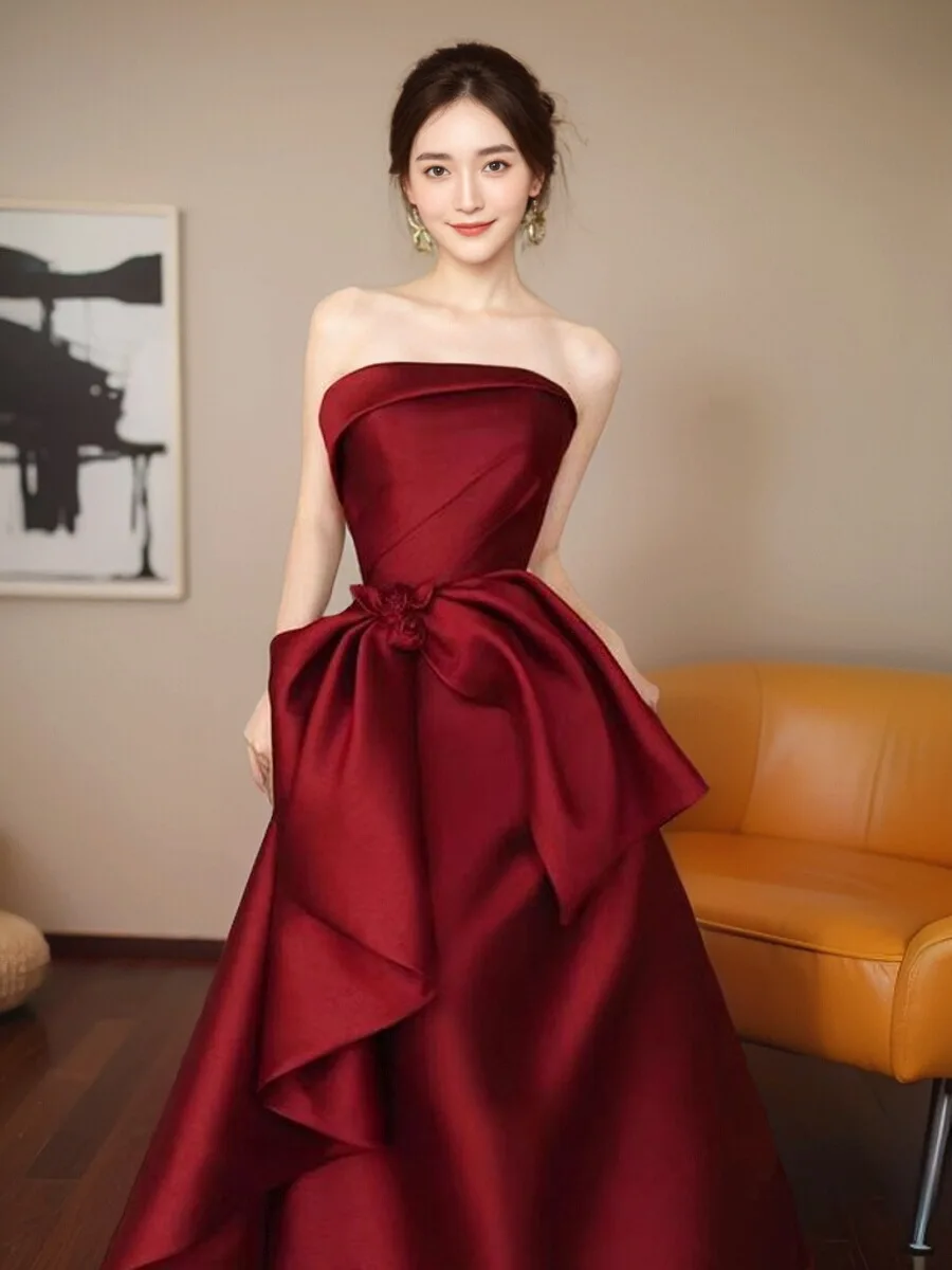 Wine Red Princess Style Wedding Dress Strapless Gown Bridal Costume Customizable Engagement Ceremony Long Evening Gown
Wine Red Princess Style Wedding Dress Strapless Gown Bridal Costume Customizable Engagement Ceremony Long Evening Gown