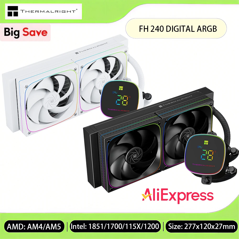 Thermalright FROZEN HORIZON 240 DIGITAL ARGB 240-мм кулер для воды, радиатор охлаждения воды, съемный магнитный ЖК-дисплей с поддержкой LGA 1851/1700/AM5/AM4
Thermalright FROZEN HORIZON 240 DIGITAL ARGB 240-мм кулер для воды, радиатор охлаждения воды, съемный магнитный ЖК-дисплей с поддержкой LGA 1851/1700/AM5/AM4