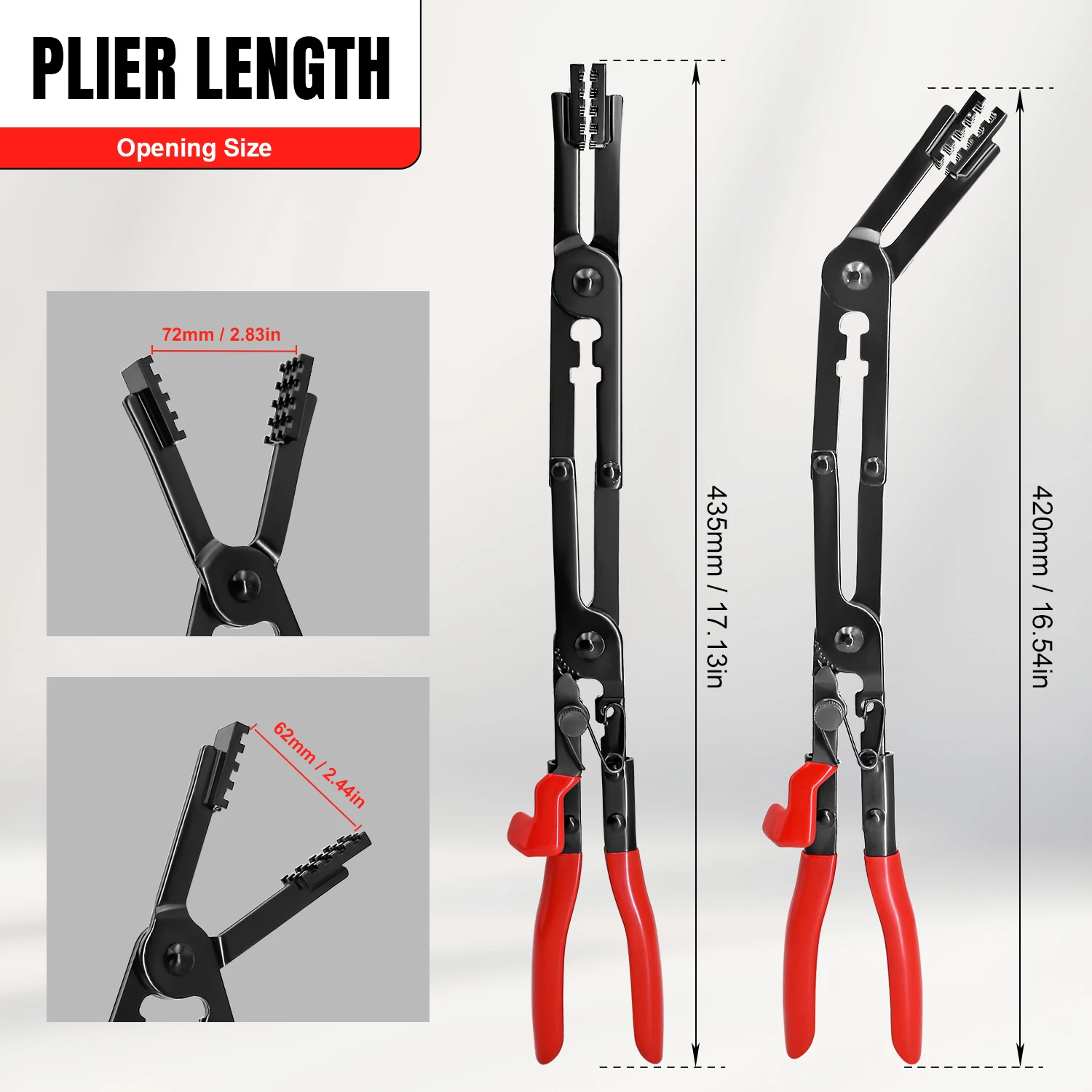 Long Reach Hose Clamp Pliers with Locking Mechanism, Extra Long Reach Hose Clamp Pliers for Hard-to-Reach Hoses
Long Reach Hose Clamp Pliers with Locking Mechanism, Extra Long Reach Hose Clamp Pliers for Hard-to-Reach Hoses
