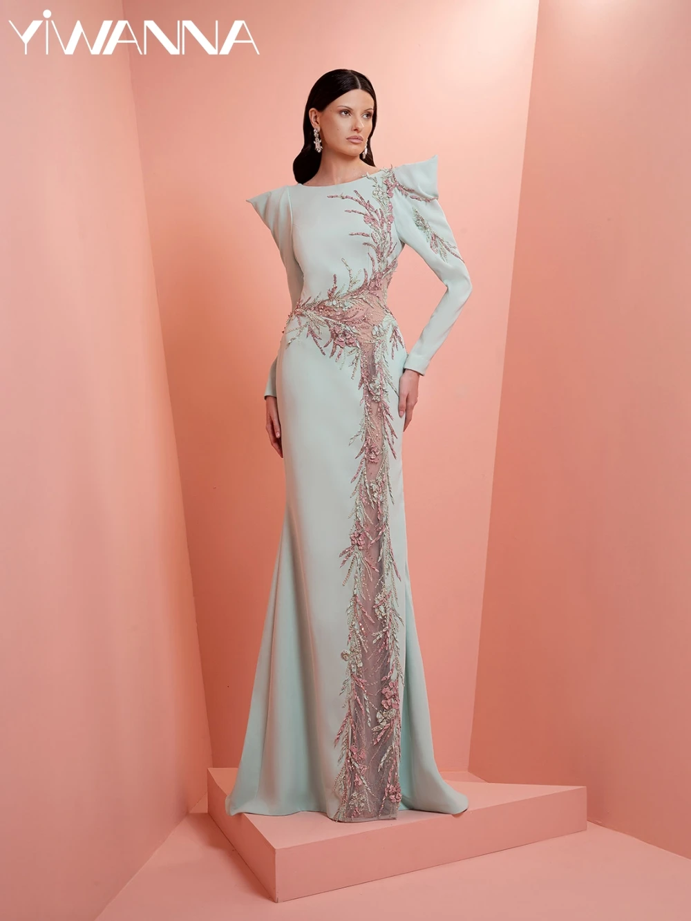 Mint Green Beaded Appliques Evening Dress Long Sleeved Satin Mermaid Mother Of The Bride Dresses For Wedding Customzied Gown
Mint Green Beaded Appliques Evening Dress Long Sleeved Satin Mermaid Mother Of The Bride Dresses For Wedding Customzied Gown