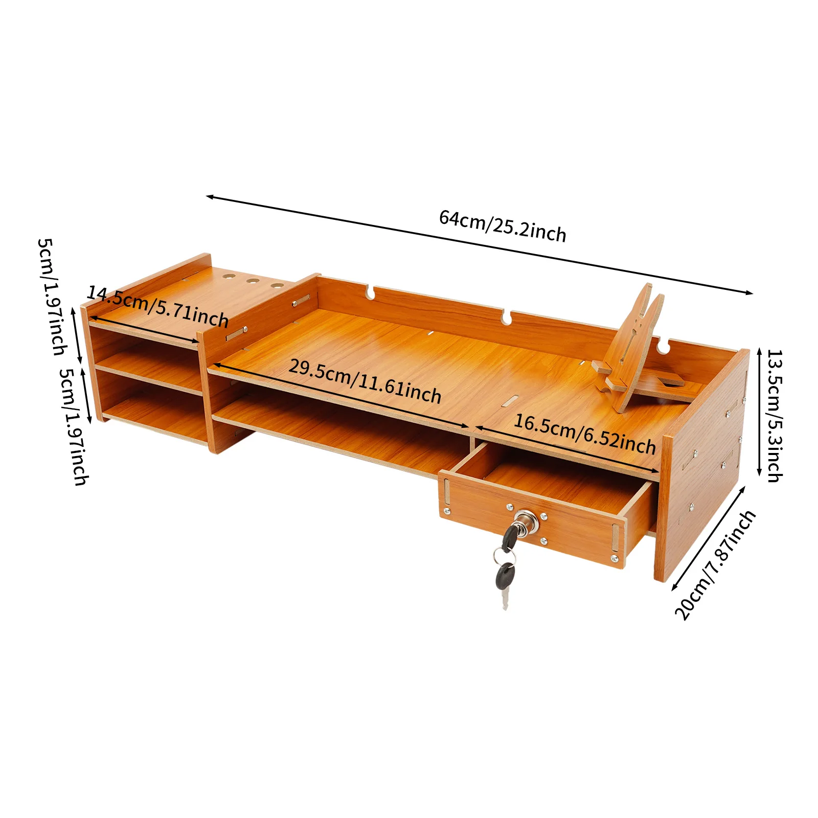 Computer Monitor Stand, Computer Rack with Lockable Drawer, Monitor Stand 64*20*13.54cm/25.2*7.87*5.33in
Computer Monitor Stand, Computer Rack with Lockable Drawer, Monitor Stand 64*20*13.54cm/25.2*7.87*5.33in