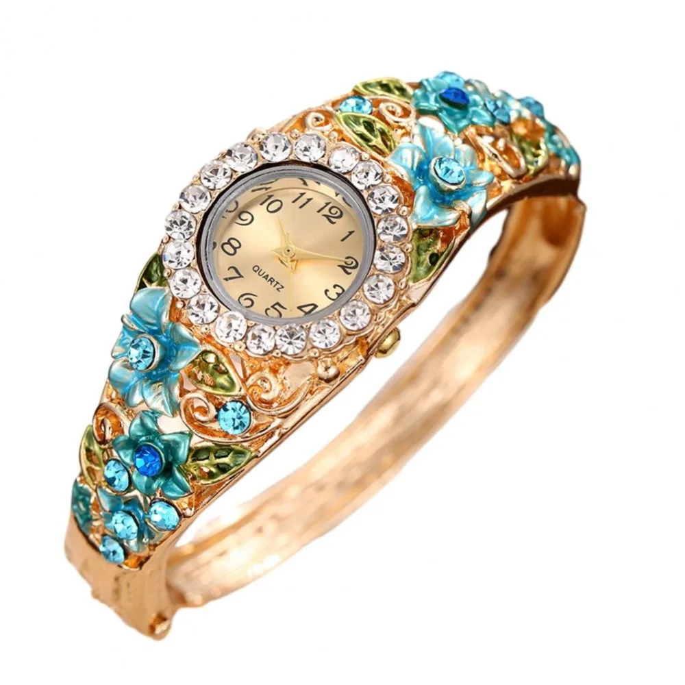 Rich In Flowers Vintage Watch Rhinestone Bracelet Round Dial Quartz Watch Versatile Design Crystal Jewelry Ladies Wristwatch
Rich In Flowers Vintage Watch Rhinestone Bracelet Round Dial Quartz Watch Versatile Design Crystal Jewelry Ladies Wristwatch