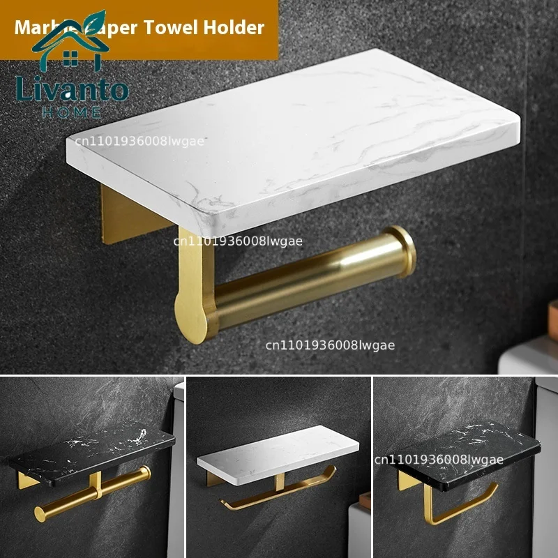 Bathroom marble tissue holder, toilet paper holder, mobile phone storage rack, non perforated toilet, gold roll paper holder
Bathroom marble tissue holder, toilet paper holder, mobile phone storage rack, non perforated toilet, gold roll paper holder