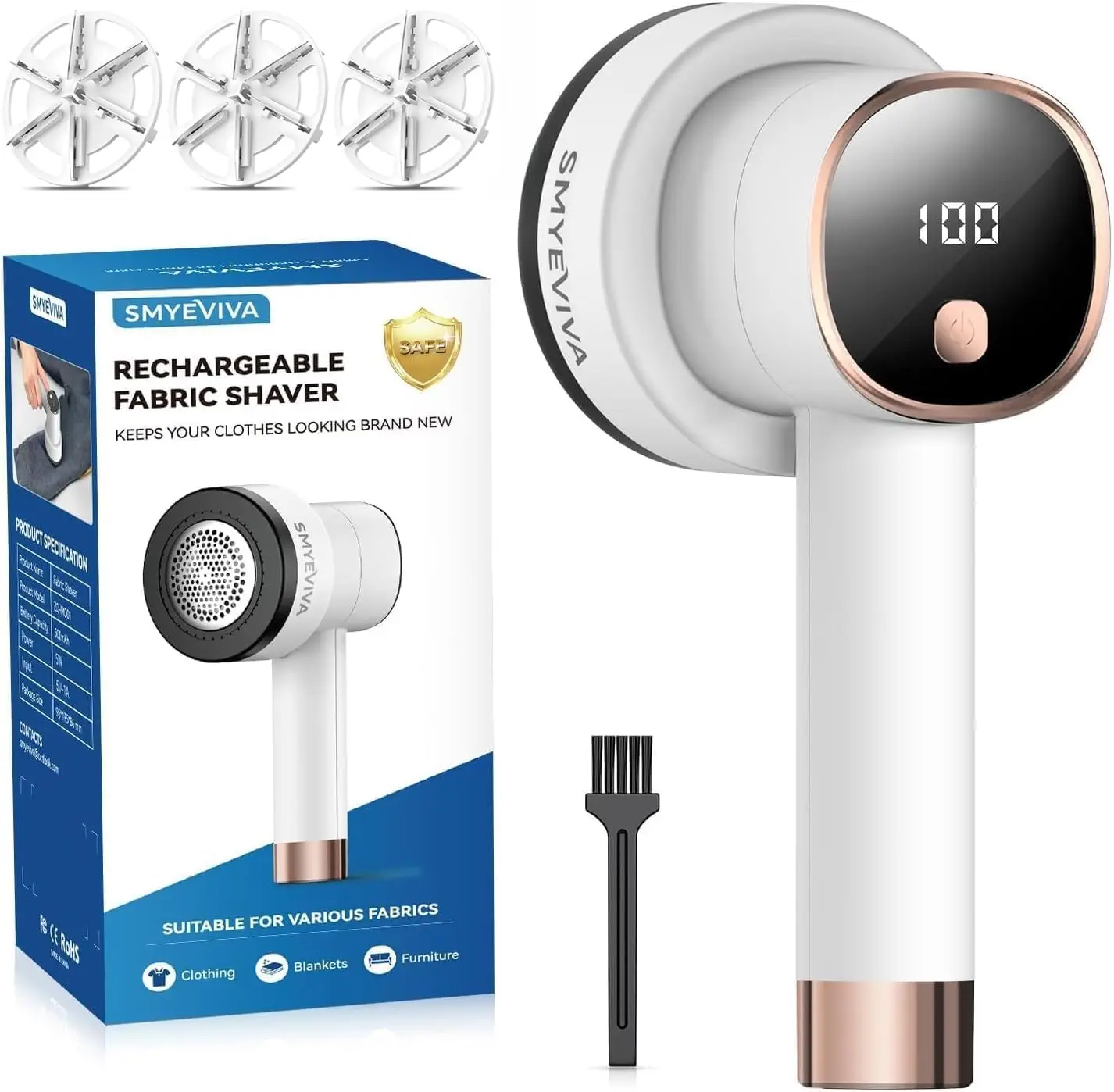Rechargeable Fabric Shaver: 6-Leaf Blades, 3 Speeds, LED Display, Portable Lint Remover for Clothes
Rechargeable Fabric Shaver: 6-Leaf Blades, 3 Speeds, LED Display, Portable Lint Remover for Clothes