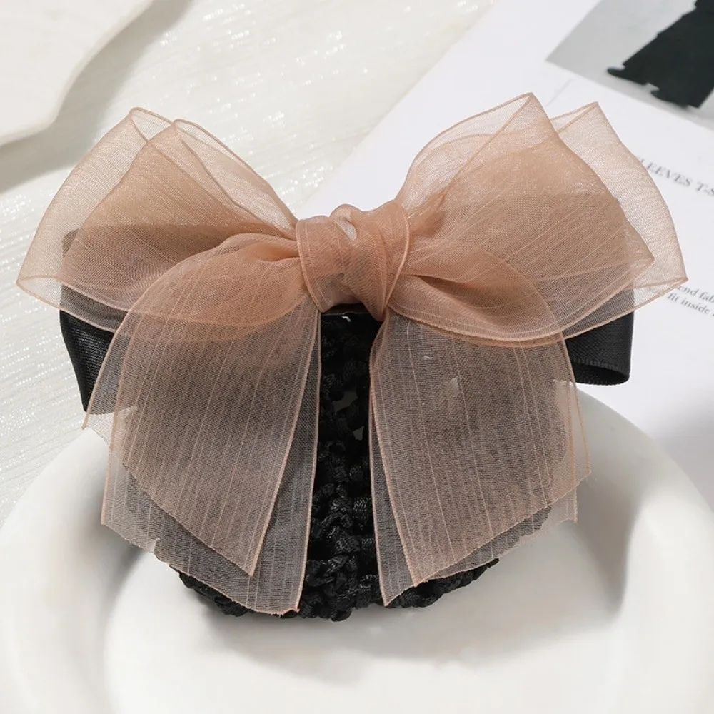 Elegant Bowknot Net Bun Snood Vintage Convenient Women Spring Clips Satin Gauze Crochet Hair Bun Cover Professional Headdress
Elegant Bowknot Net Bun Snood Vintage Convenient Women Spring Clips Satin Gauze Crochet Hair Bun Cover Professional Headdress