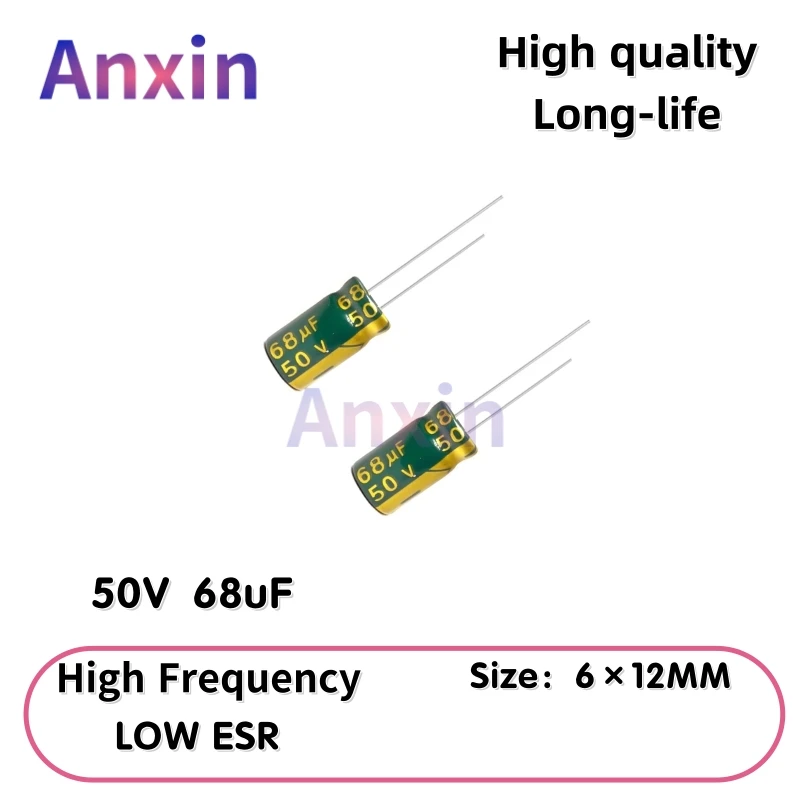 50PCS 50V68uF Aluminum Capacitor, High Frequency Low ESR 105°C Radial for Power Supply Long-life 6×12MM
50PCS 50V68uF Aluminum Capacitor, High Frequency Low ESR 105°C Radial for Power Supply Long-life 6×12MM