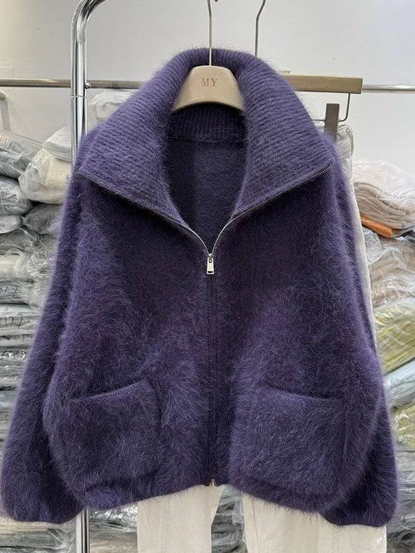 Ladies' Purple Knitted Short Cardigan Coat Rabbit Fur Thick Warm Winter Outerwear Loose Style round Neck Zipper Closure Long ...
Ladies' Purple Knitted Short Cardigan Coat Rabbit Fur Thick Warm Winter Outerwear Loose Style round Neck Zipper Closure Long ...