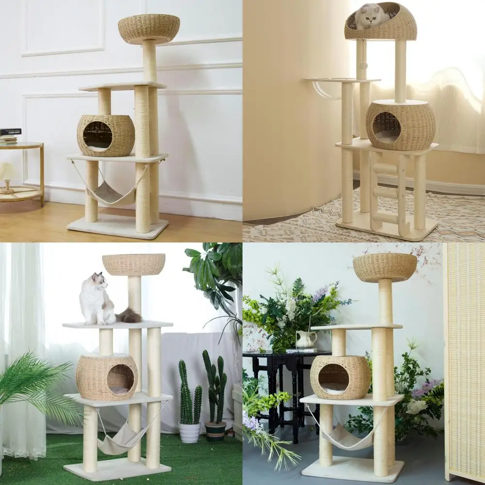 Indoor Cat Tree Tower 52.4 Inches, Scratching and Hammock Included
Indoor Cat Tree Tower 52.4 Inches, Scratching and Hammock Included