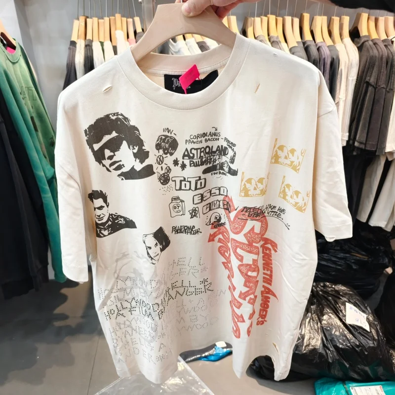 Винтажная потертая мужская футболка Paly, бежевая негабаритная рваная повседневная уличная футболка со стразами
Винтажная потертая мужская футболка Paly, бежевая негабаритная рваная повседневная уличная футболка со стразами