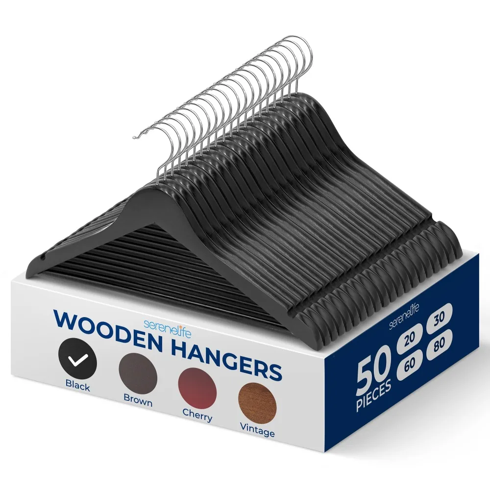 50 Pack Wooden Coat Hangers – Durable Suit Hangers with 360° Swivel Hook & Notches – Slim Design for Shirts,Dresses, and More
50 Pack Wooden Coat Hangers – Durable Suit Hangers with 360° Swivel Hook & Notches – Slim Design for Shirts,Dresses, and More