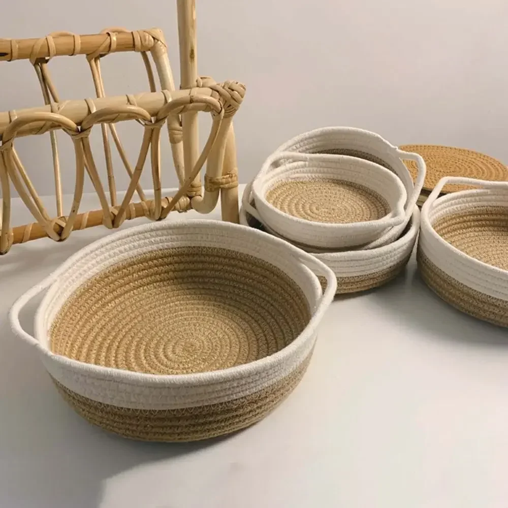 Cotton Rope Woven Baskets Set Handmade Round 5 Sizes Sundries Organizer with Handle for Cosmetics Bathroom Kitchen Baby basket
Cotton Rope Woven Baskets Set Handmade Round 5 Sizes Sundries Organizer with Handle for Cosmetics Bathroom Kitchen Baby basket