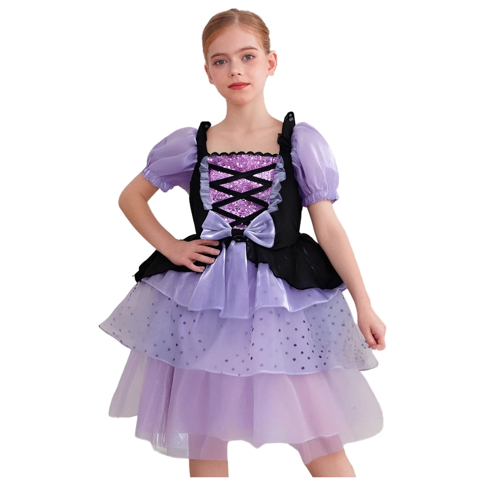 Kids Girl Princess Dress Square Neck Puff Ruffled Sleeve Bow Layered Hem Puffy Skirt for Halloween Raves Recital Birthday Party
Kids Girl Princess Dress Square Neck Puff Ruffled Sleeve Bow Layered Hem Puffy Skirt for Halloween Raves Recital Birthday Party