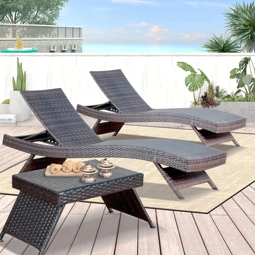 PE Rattan Adjustable Backrest Lounger Set 2 Pieces with Side Table, Outdoor Pool Lounger Patio Chair Lounge Chair Set 2 Pieces
PE Rattan Adjustable Backrest Lounger Set 2 Pieces with Side Table, Outdoor Pool Lounger Patio Chair Lounge Chair Set 2 Pieces