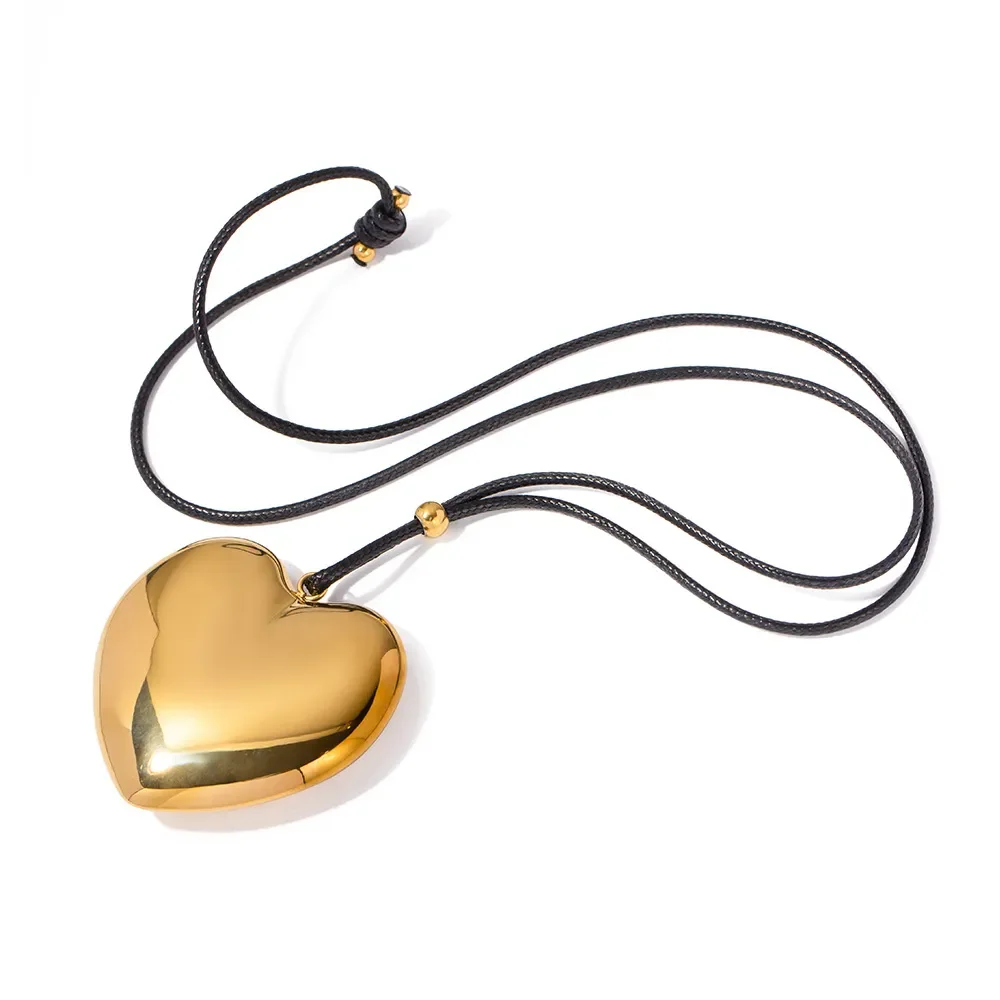 INS Fashion 18k Gold Plated Stainless Steel Necklace Minimalist Rope Chain Big Heart Pendant Necklace Jewelry for Women
INS Fashion 18k Gold Plated Stainless Steel Necklace Minimalist Rope Chain Big Heart Pendant Necklace Jewelry for Women