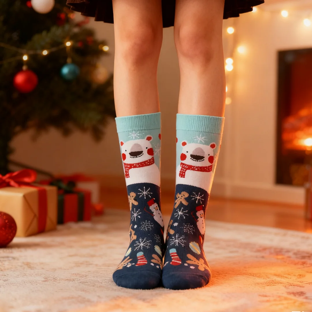 1 Pair Christmas Limited Edition Mid-Calf Socks: Adorable Polar Bear Wearing a Scarf, Featuring Gingerbread Men, Snowmen, and Ot
1 Pair Christmas Limited Edition Mid-Calf Socks: Adorable Polar Bear Wearing a Scarf, Featuring Gingerbread Men, Snowmen, and Ot