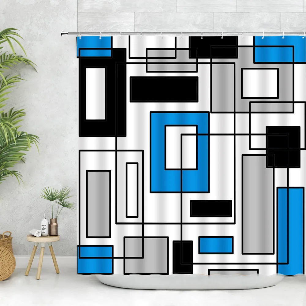 Modern Geometric Shower Curtain Set Blue Geometry Polyester Bath Curtain for Bathroom Decor Fabric with Hooks Machine Washable
Modern Geometric Shower Curtain Set Blue Geometry Polyester Bath Curtain for Bathroom Decor Fabric with Hooks Machine Washable