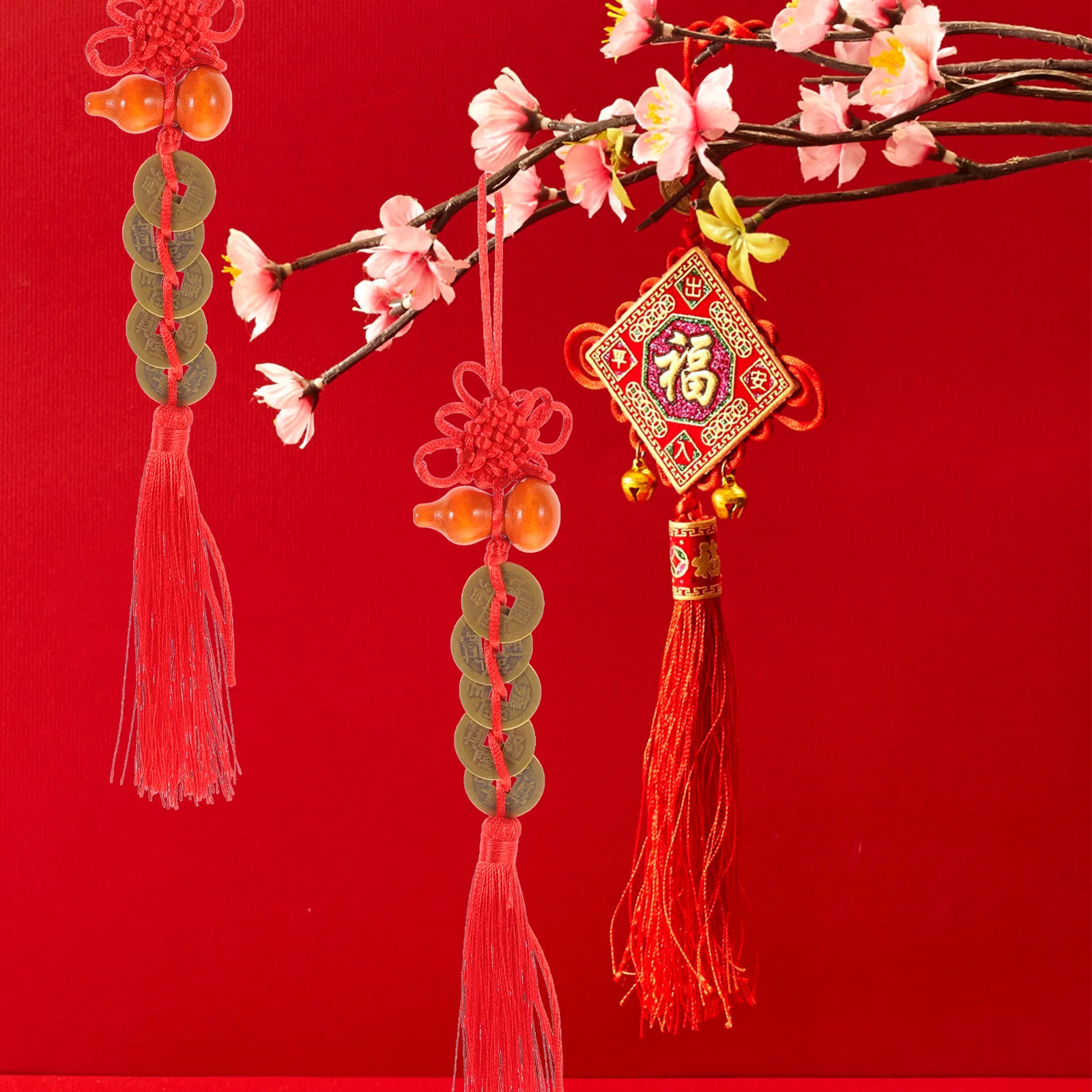 3Pcs Red Knot Copper Wu Gourd Pendant Chinese New Year Hanging Decor for Front Door Festival Home Office Mall Bonsai
3Pcs Red Knot Copper Wu Gourd Pendant Chinese New Year Hanging Decor for Front Door Festival Home Office Mall Bonsai