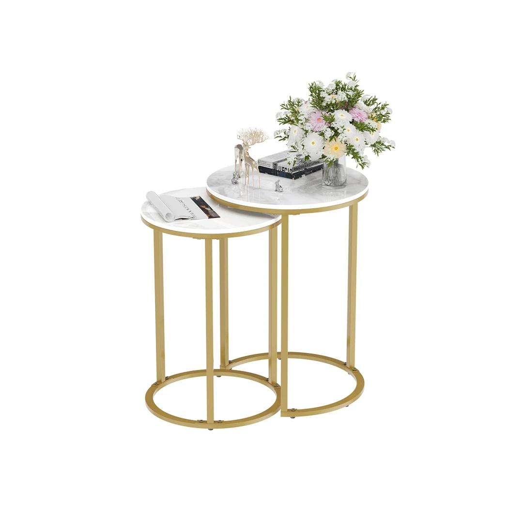 Modern Design Nesting Round Side Table Set of 2 Golden Metal Frame Sintered Stone-Top for Entry Living Room Bedroom Table Use
Modern Design Nesting Round Side Table Set of 2 Golden Metal Frame Sintered Stone-Top for Entry Living Room Bedroom Table Use