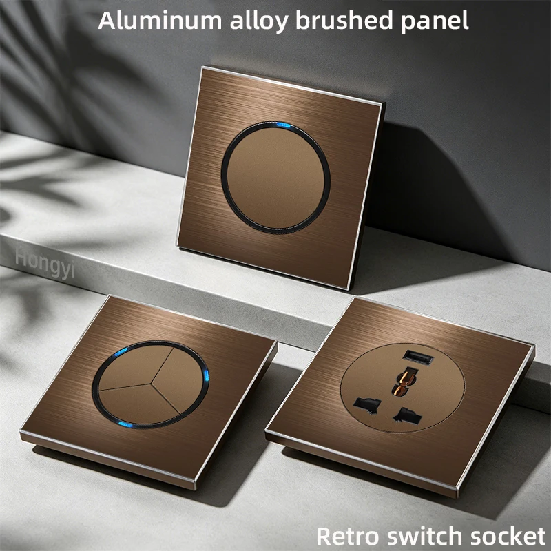 Universal Coffee Color Brushed Wall Switch socket with LED indicator, Reset Button with LED Indicator, EU FR 220V Retro Socket
Universal Coffee Color Brushed Wall Switch socket with LED indicator, Reset Button with LED Indicator, EU FR 220V Retro Socket