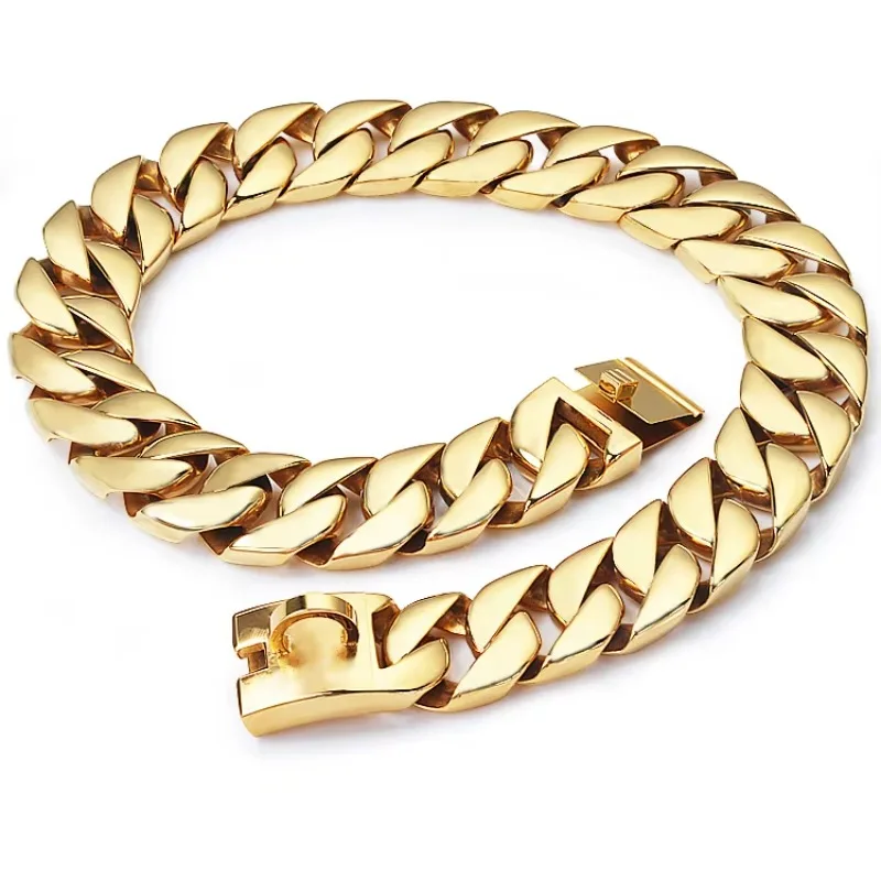 Secure Snap Buckle Harnesses Dog Training Collar 18k Gold 32mm Stainless Steel Cuban Link Chain for Medium Large Luxury Simple
Secure Snap Buckle Harnesses Dog Training Collar 18k Gold 32mm Stainless Steel Cuban Link Chain for Medium Large Luxury Simple