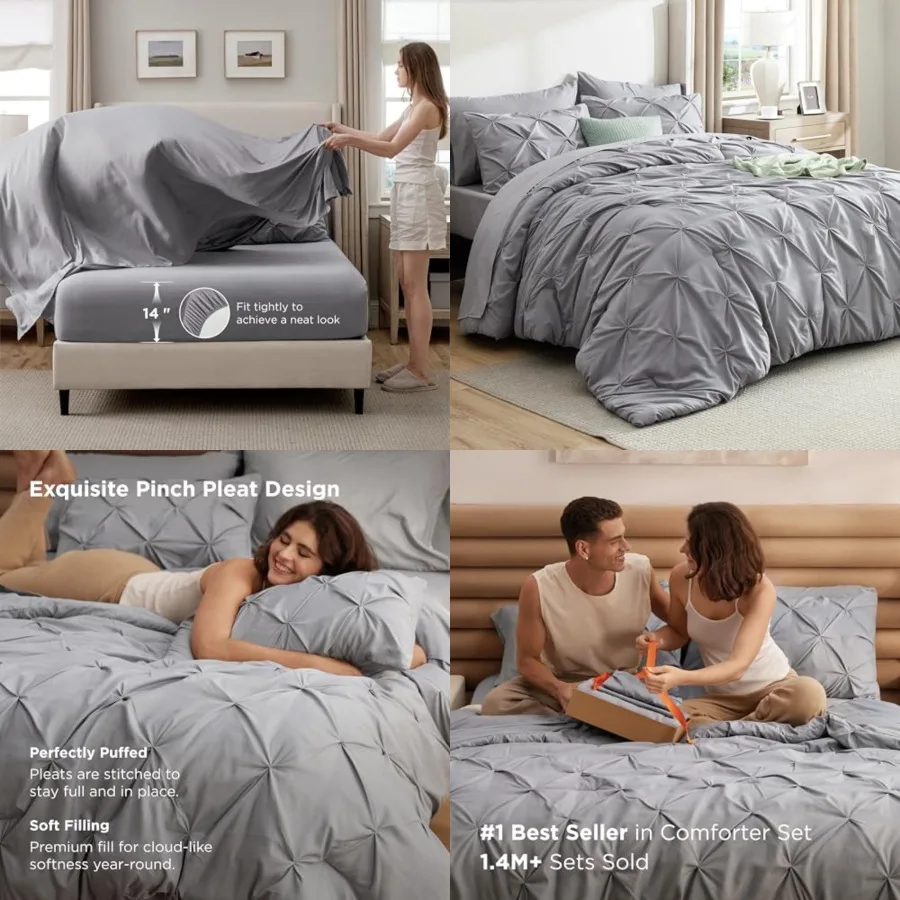 Size Comforter Set Grey - Bed in a Bag Bedding Set 7 Pieces, GentleSoft Pintuck Bed Set Gift for Family, All Season Down Altern
Size Comforter Set Grey - Bed in a Bag Bedding Set 7 Pieces, GentleSoft Pintuck Bed Set Gift for Family, All Season Down Altern