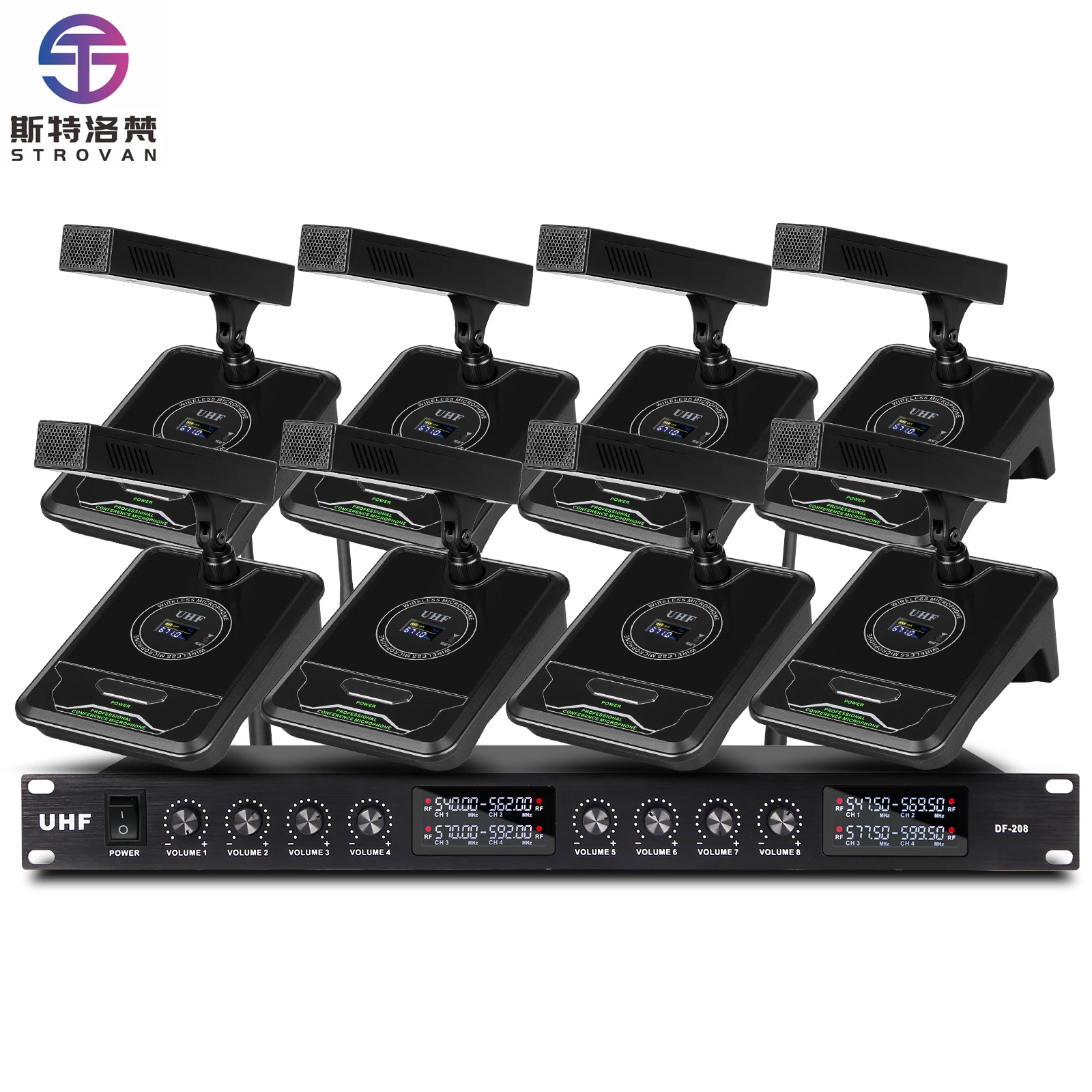 UHF 8 Channel Wireless Microphone System Long Range Wireless Conference Microphone
UHF 8 Channel Wireless Microphone System Long Range Wireless Conference Microphone