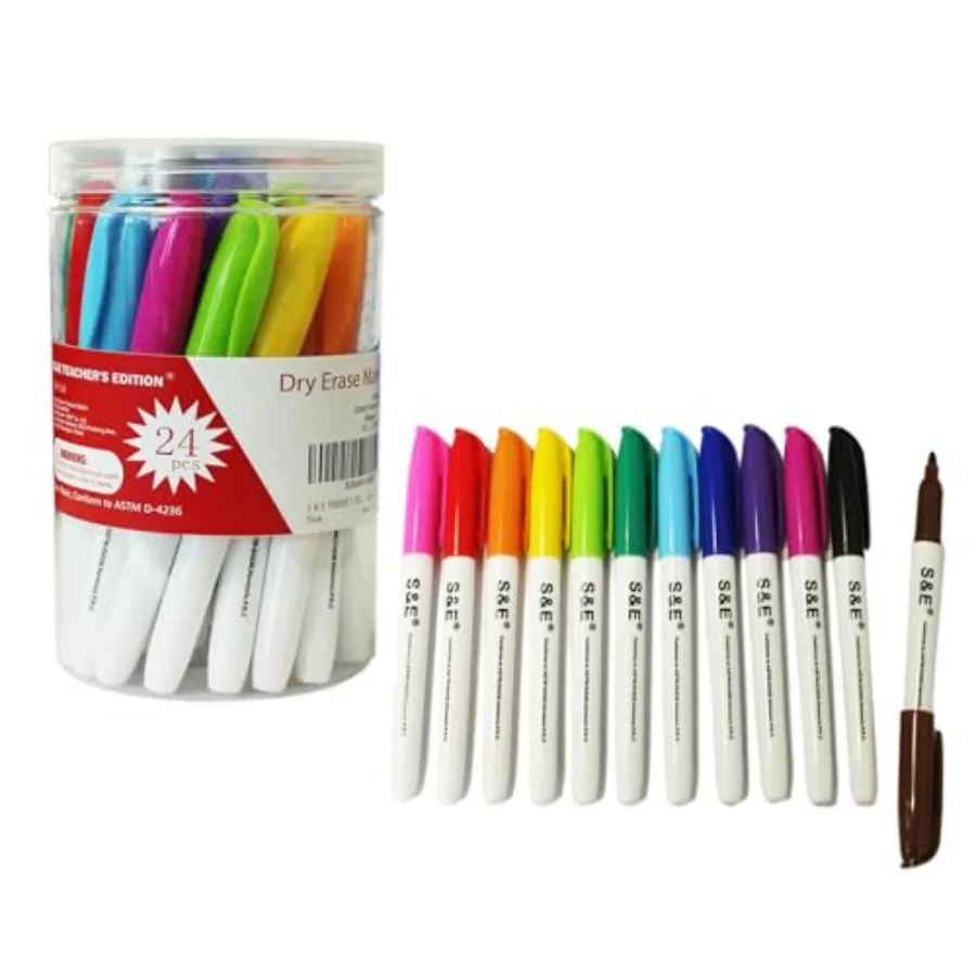 Dry Erase Markers, 12 Assorted Colors with Low-Odor Ink, Fine Tips Whiteboard Markers, for School, Office, Home
Dry Erase Markers, 12 Assorted Colors with Low-Odor Ink, Fine Tips Whiteboard Markers, for School, Office, Home