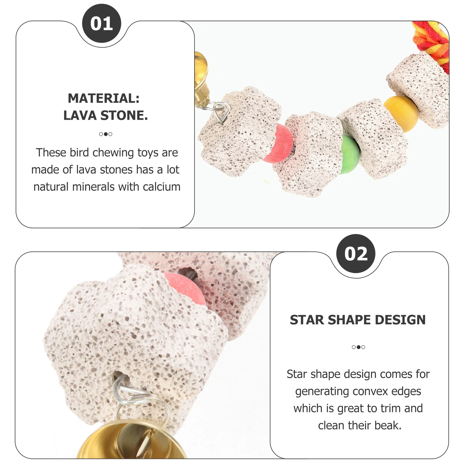2Pcs Star Shape Bird Chewing Bell Mineral Stone Beak Trimmer for Parrot Parakeet Macaw Bird Chewing Parrot
2Pcs Star Shape Bird Chewing Bell Mineral Stone Beak Trimmer for Parrot Parakeet Macaw Bird Chewing Parrot